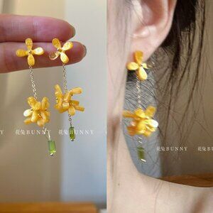 Osmanthus tassel long floral earrings